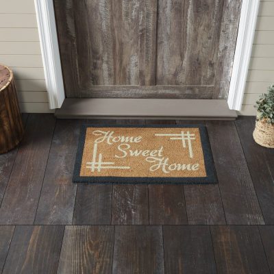 Home Sweet Home Charcoal Creme Coir Rug Rect 20x30