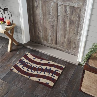 RWB Flag Stripes Coir Welcome Rug Rect 20x30