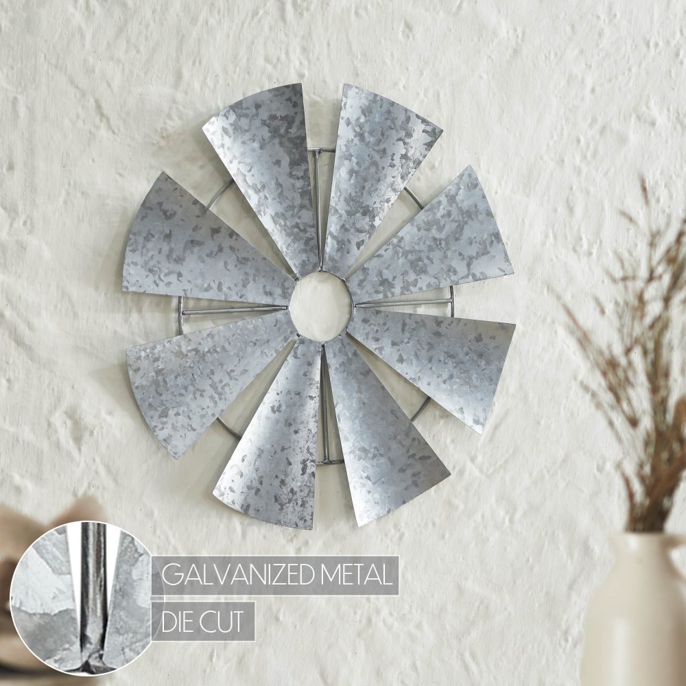 Galvanized Metal Windmill Blades Wall Hanging 16.75x16.75 - Image 6