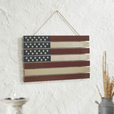 USA Flag Stacked MDF Wall Hanging 12x20