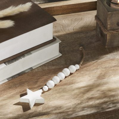 White Beads & Star Ornament 6x2