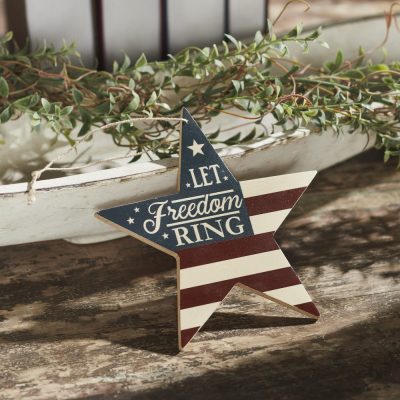 My Country Let Freedom Ring MDF Star Ornament 6x6x0.25
