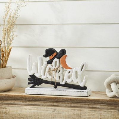 Wicked Witch Wooden Tabletop Decor Sign Spooky Halloween Home Accent 8x11.5x2