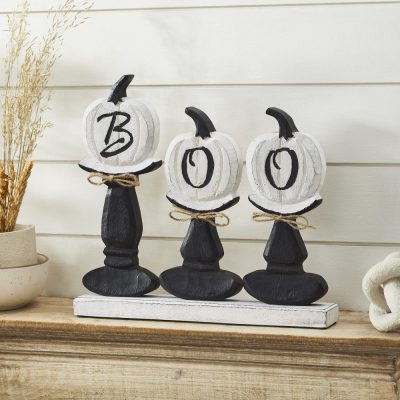 BOO Pumpkins Wooden Tabletop Halloween Fall Home Decor Sign