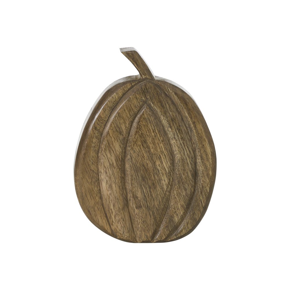 Carved Wood Pumpkin Fall Decor Rustic Walnut Brown Tabletop Accent 8x6x1.5 inch - Image 2