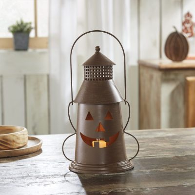 Halloween Spooky Bronze Metal Lantern Tealight Candle Holder Decorative Home Accent 12x8x6
