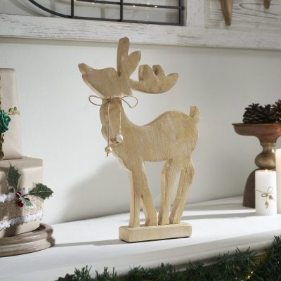 Pretty Prancer Brushed Gold Wooden Deer 11x7x2