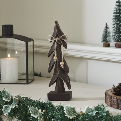 Festive Boughs Dark Wooden Tree 11x3x2
