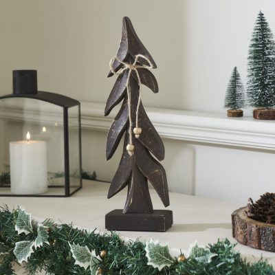 Festive Boughs Dark Wooden Tree 14x4x2