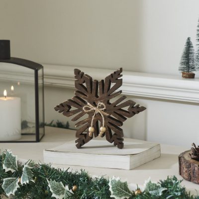 Dark Wooden Snowflake 7.75x7.75x1