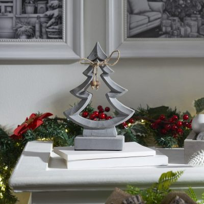 Jinglewood Distressed Grey Wooden Tree 9x6x2