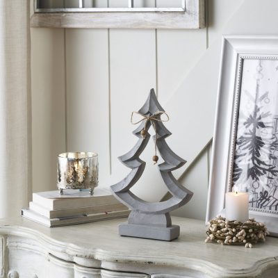 Jinglewood Distressed Grey Wooden Tree 13x8x2