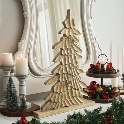 Winter Wonder Brushed Gold Wooden Tree 25x18x2.5