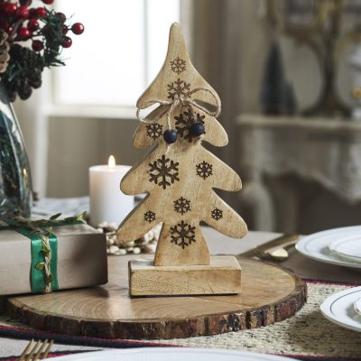 Natural Wooden Snowflake Tree 10x5x2