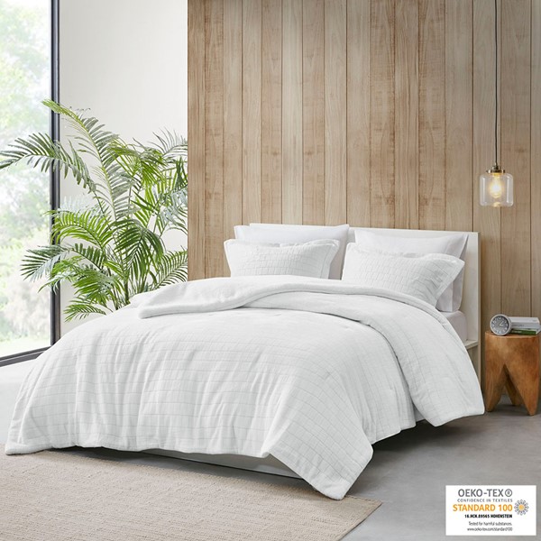 True North by Sleep Philosophy Laurie Plush to Sherpa Comforter Set in Ivory, King/Cal King TN10-0476