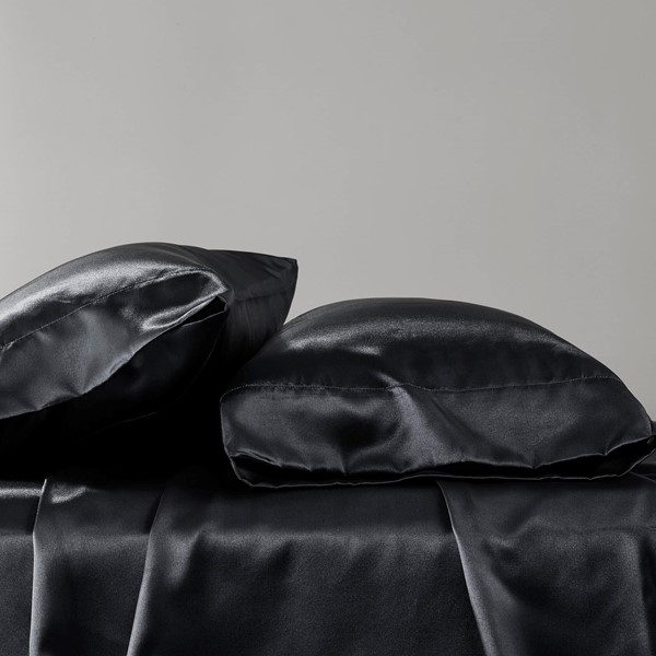 Madison Park Essentials Satin Luxury 2 PC Pillowcases in Black, Standard MPE21-776 - Image 4