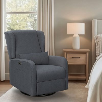 Madison Park Candace Power Recliner 3-in-1 with Swivel, Glider, Charging Station in Grey, One Size MP103-1285