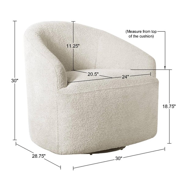 INK+IVY Bonn Upholstered 360 Degree Swivel Chair in Cream, One Size II103-0563 - Image 2
