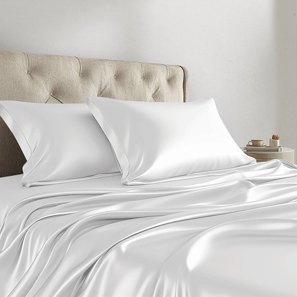 Madison Park Essentials Satin Luxury Sheet Set in White, King MPE20-901 - Image 3