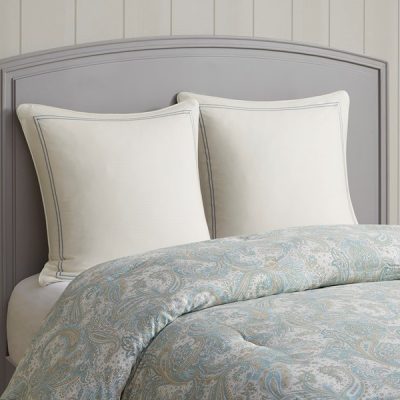 Harbor House Blue Chelsea Cotton European Sham in Ivory, Euro Sham HH11-496