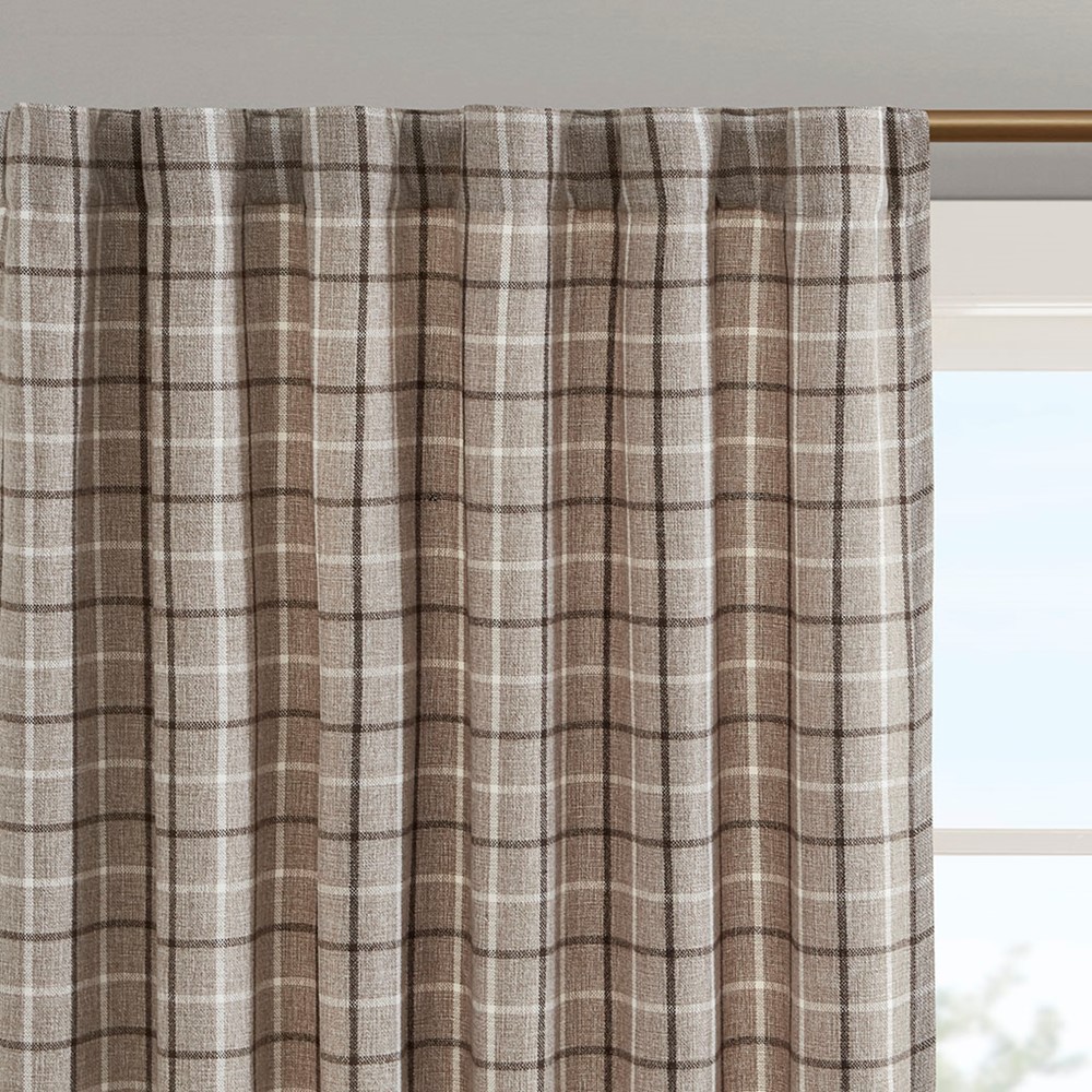 Madison Park Anaheim Plaid Rod Pocket and Back Tab Curtain Panel with Fleece Lining in Brown, 50x108" MP40-8523 - Image 6