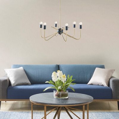 Hampton Hill Alexis 6-Light Metal Chandelier in Antique Brass/Black, One Size FB150-1162