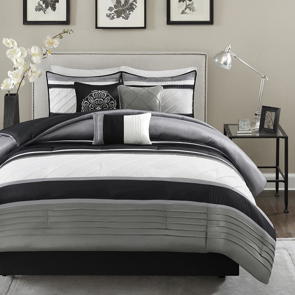Madison Park Blaire 7 Piece Comforter Set in Grey, Queen MP10-948 - Image 5