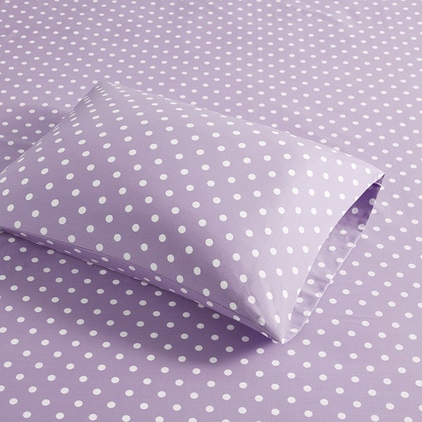 Mi Zone Polka Dot Printed 100% Cotton Sheet Set in Purple, Twin MZ20-418 - Image 4