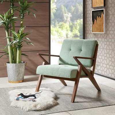 INK+IVY Rocket Upholstered Arm Chair with Angled Wood Frame in Seafoam, One Size IIF18-0058