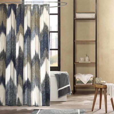 INK+IVY Alpine Cotton Printed Shower Curtain in Navy, 72x72" II70-541