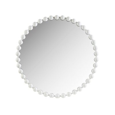 Madison Park Signature Marlowe Beaded Round Wall Mirror in White, 36" Dia MPS95F-0043