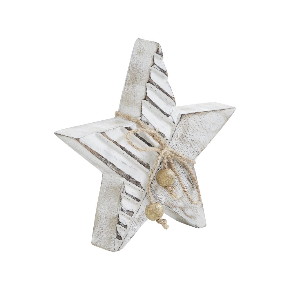 Winter Wonderland Distressed White Wooden Star 6x6x1 - Image 2