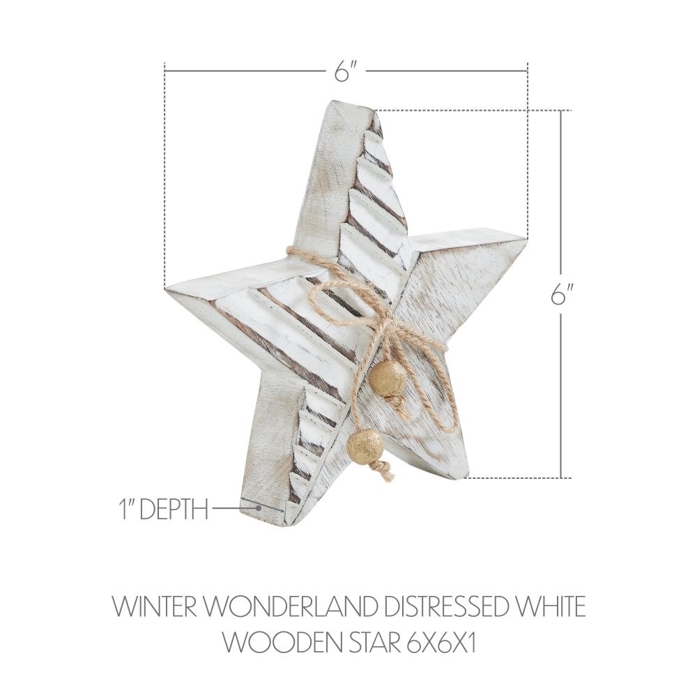 Winter Wonderland Distressed White Wooden Star 6x6x1 - Image 3