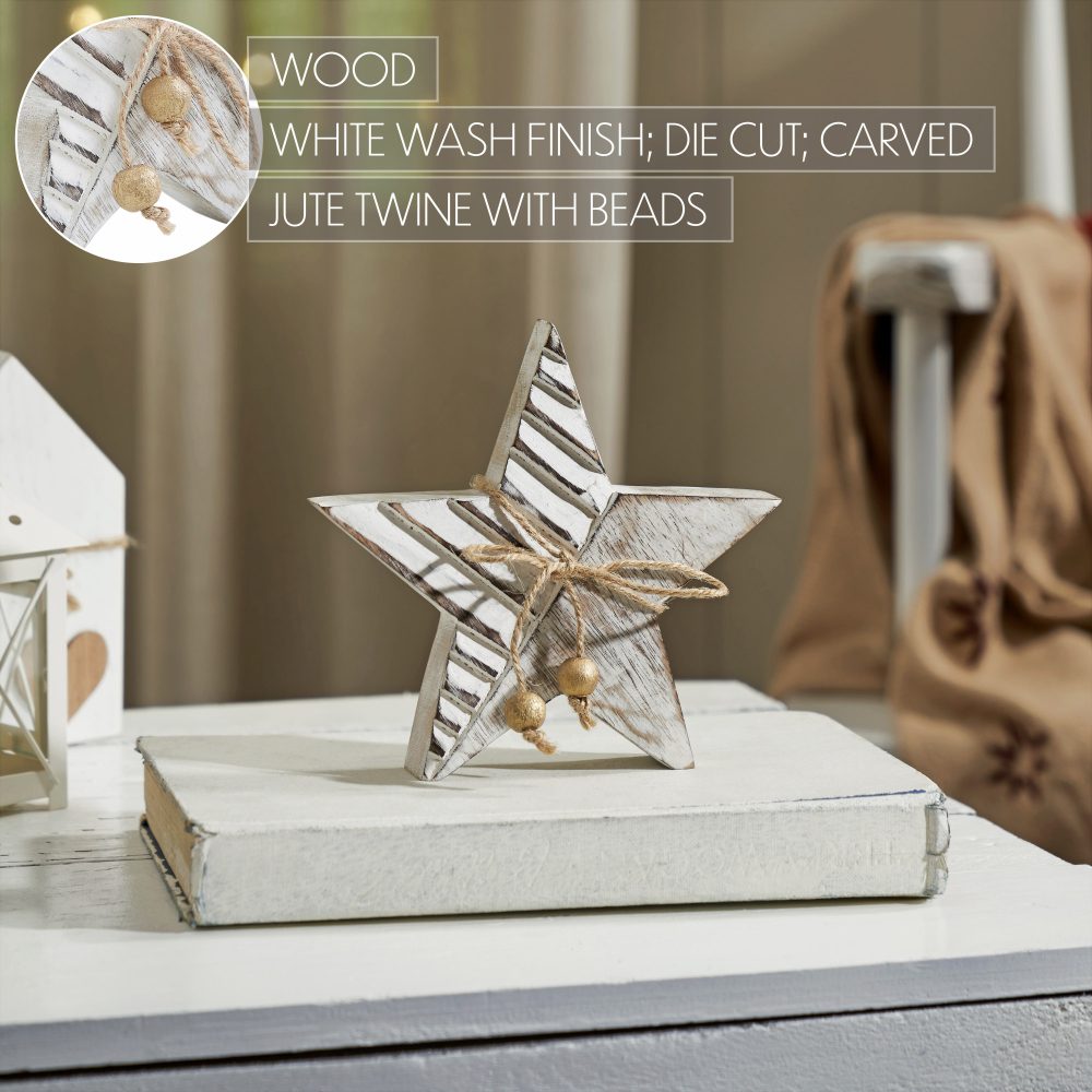 Winter Wonderland Distressed White Wooden Star 6x6x1 - Image 4