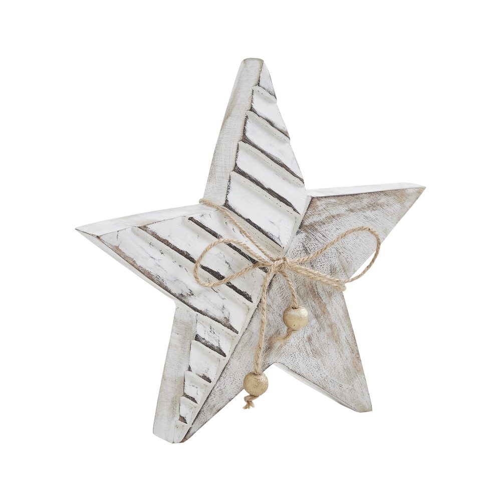 Winter Wonderland Distressed White Wooden Star 8x8x1 - Image 2