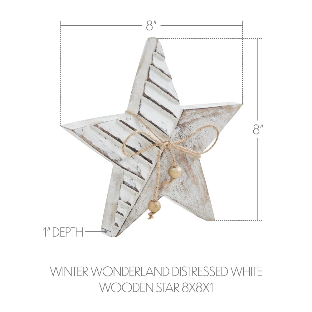 Winter Wonderland Distressed White Wooden Star 8x8x1 - Image 3