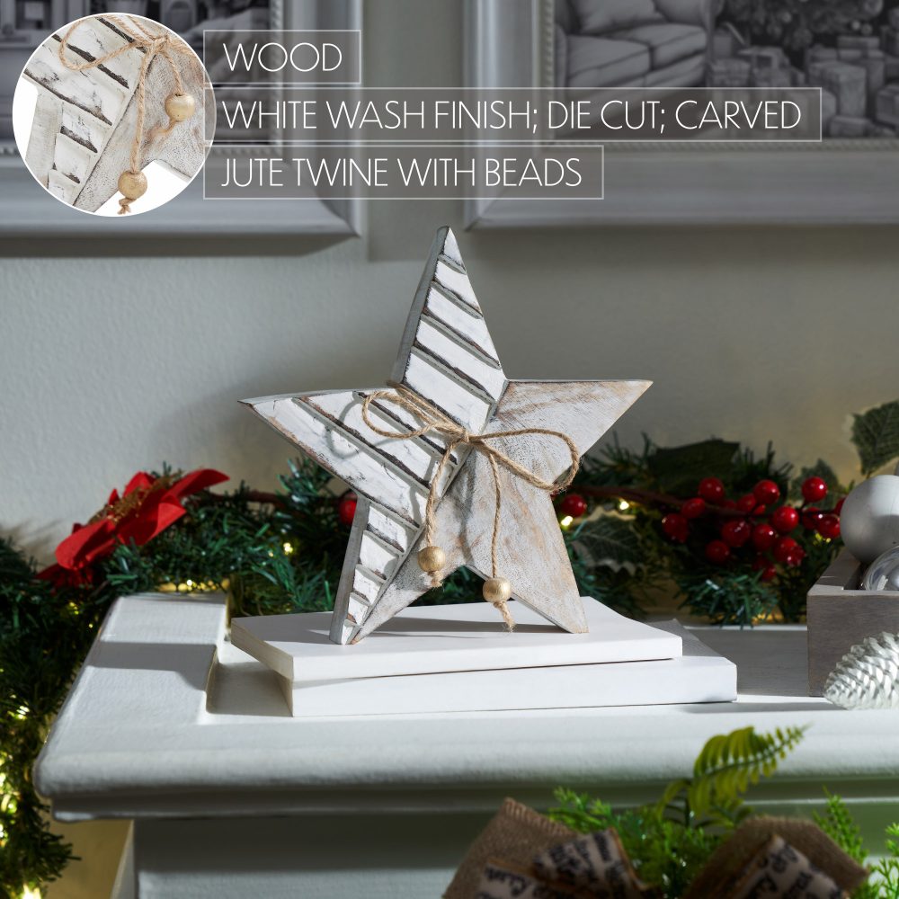 Winter Wonderland Distressed White Wooden Star 8x8x1 - Image 4