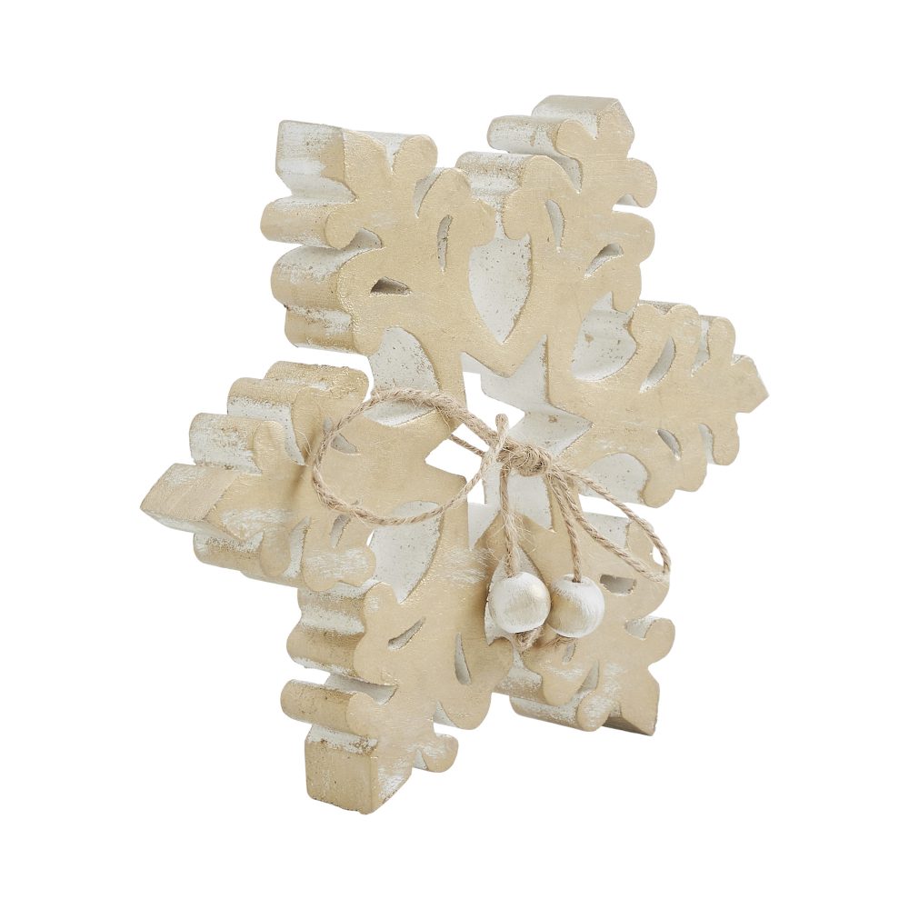 Yuletide Glow Brushed Gold Wooden Snowflake 5.75x5.75x1 - Image 2
