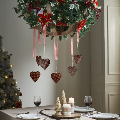 Dotted Metal Heart Ornament Set of 6 - 4 inch