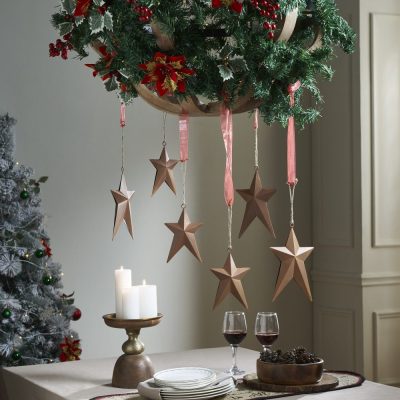 Rust Primitive Star Metal Ornament Set of 6 - 6.5/8.5 inch