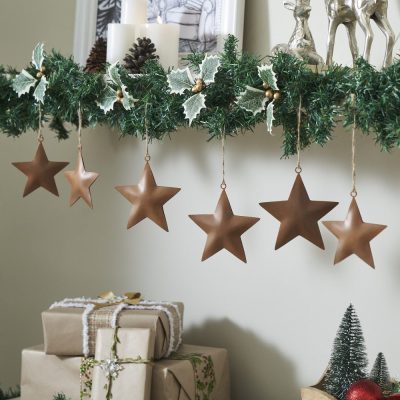 Rust Star Metal Ornament Set of 6 - 4.2/5.2 inch