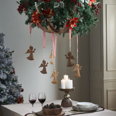 Rust Angel Metal Ornament Set of 6 - 5.5 inch