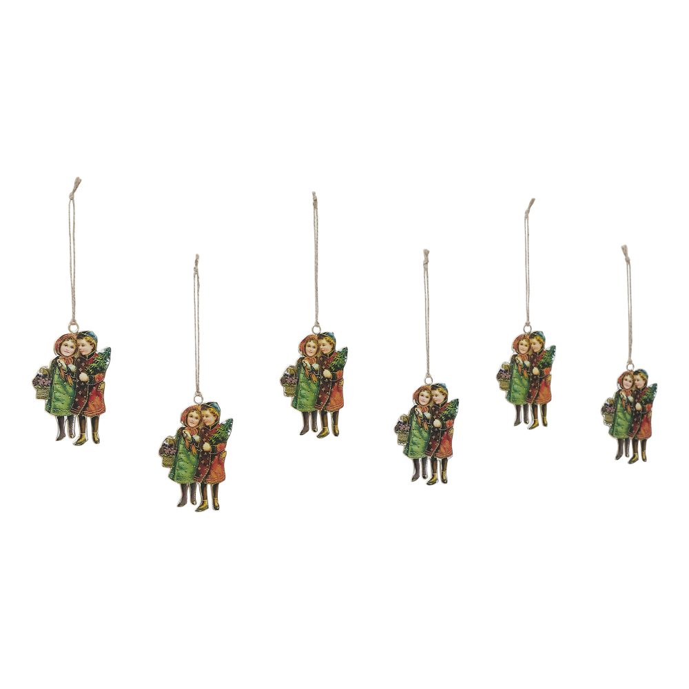 Winter Nostalgia Metal Ornament Set of 6 - 4.25 inch - Image 2