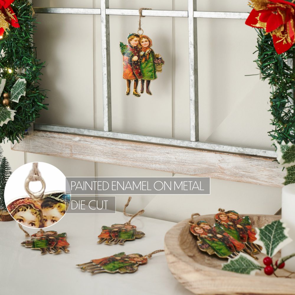 Winter Nostalgia Metal Ornament Set of 6 - 4.25 inch - Image 4