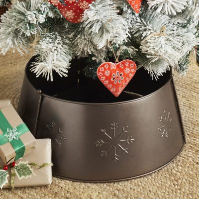 Stamped Snowflake Metal Tree Collar Bronze 8x20x20