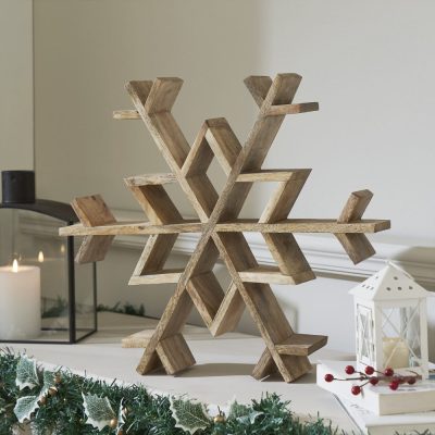Natural Wooden Snowflake Small 17x17x2.75