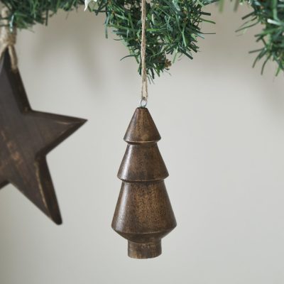 Dark Finish Three-Tiered Hand Turned Tree 4.5x2x2 Set of 6
