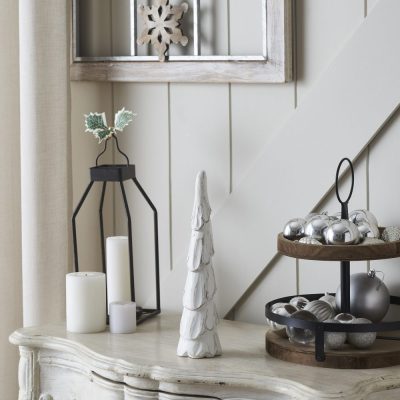 Distressed White Wooden Cone Tree Small 12x3x3