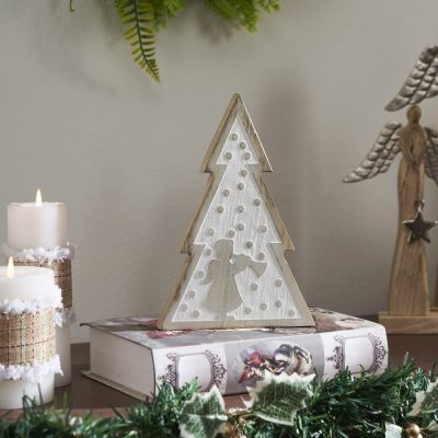 White Washed Angel Natural Wooden Tree 8x5.25x1