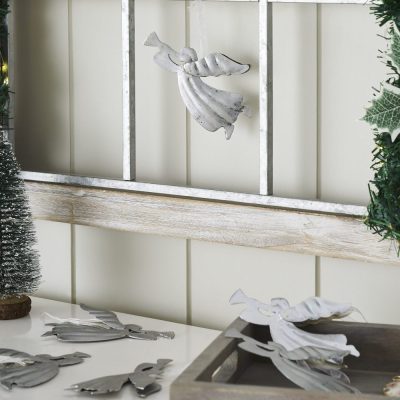 Brushed Metal Angel Ornament Set of 6 - 2.75x4.75x0.25